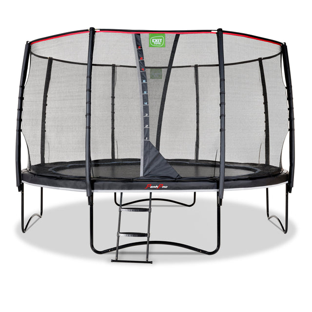Trampoline with safety net and ladder on a white background