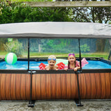 EXIT Rectangular Frame Pool and cover - shallow pool and kids swimming 