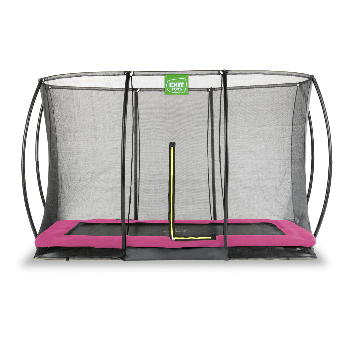 EXIT Silhouette Ground Rectangular Trampoline with Safety Net - 8 x 12 Ft (Pink)