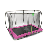 EXIT Silhouette Ground Rectangular Trampoline with Safety Net - 8 x 12 Ft (Pink)