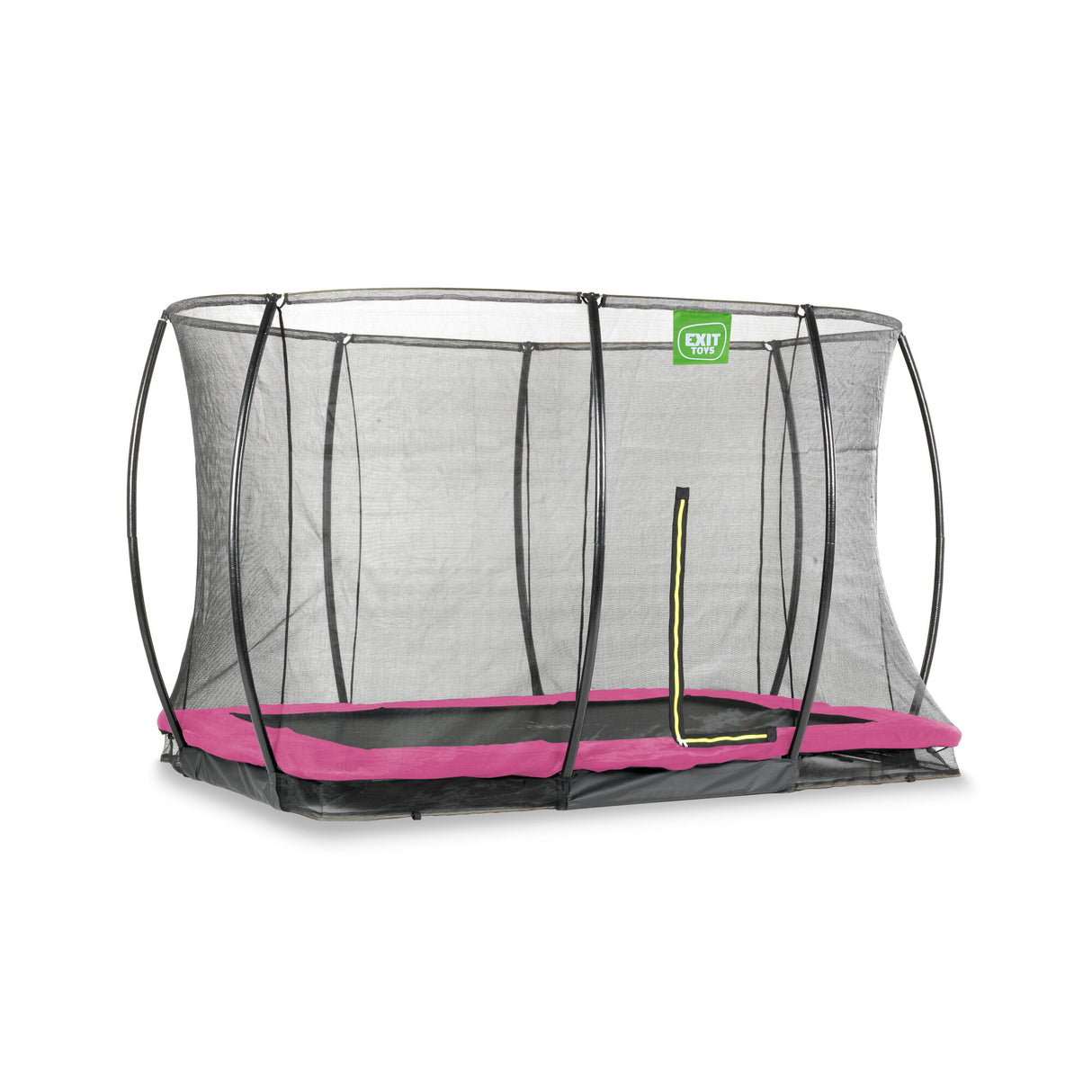 EXIT Silhouette Ground Rectangular Trampoline with Safety Net - 8 x 12 Ft (Pink)
