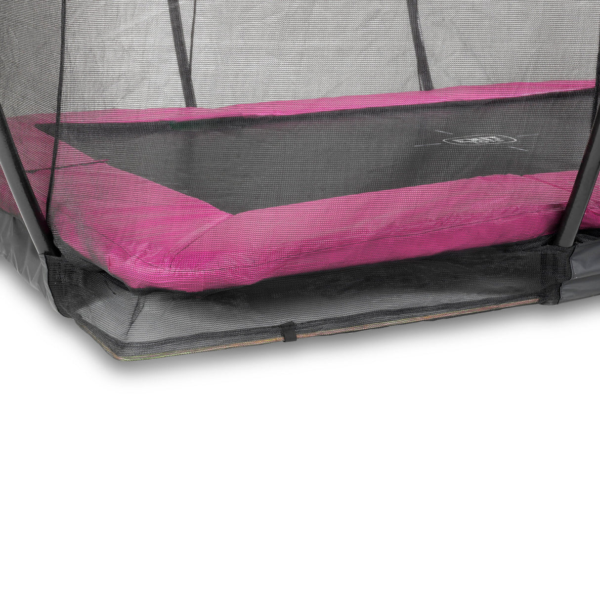 EXIT Silhouette Ground Rectangular Trampoline with Safety Net - 8 x 12 Ft (Pink)