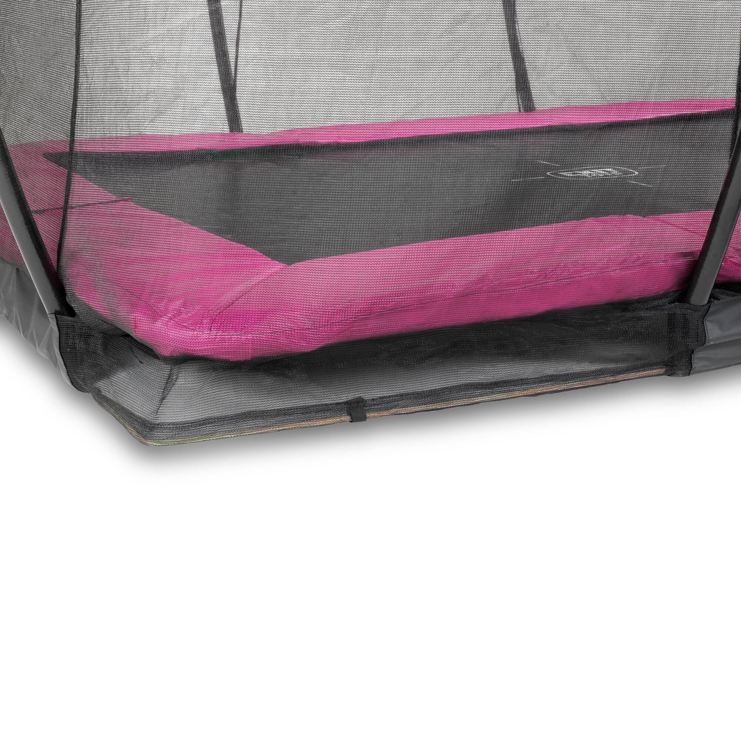 EXIT Silhouette Ground Rectangular Trampoline with Safety Net - 8 x 12 Ft (Pink)