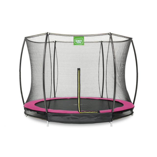 EXIT Silhouette Ground Round Trampoline with Safety Net - 8 Ft (Pink)