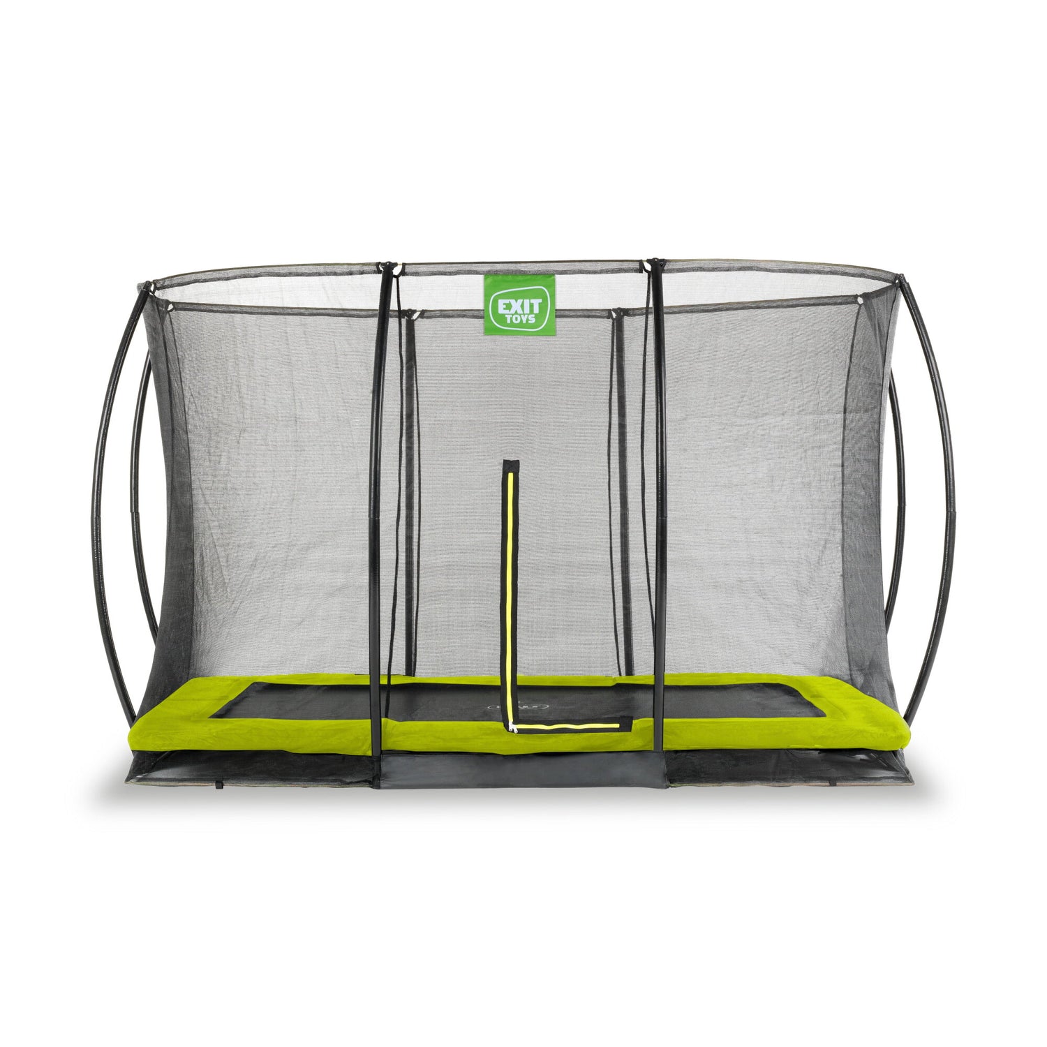 EXIT Silhouette Ground Trampoline with Safety Net - 7x10 Ft (Green)