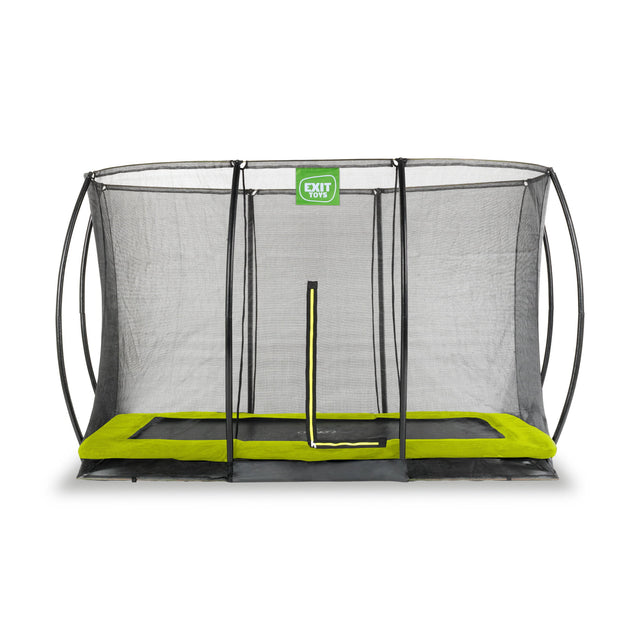 EXIT Silhouette Ground Trampoline with Safety Net - 7x10 Ft (Green)