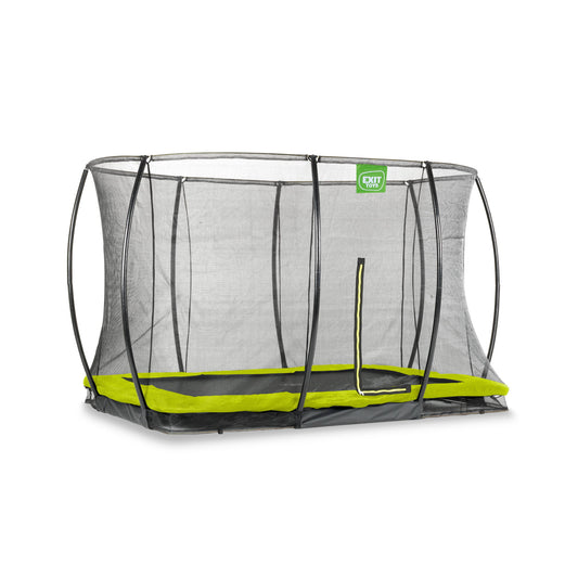 EXIT Silhouette Ground Trampoline with Safety Net - 7x10 Ft (Green)