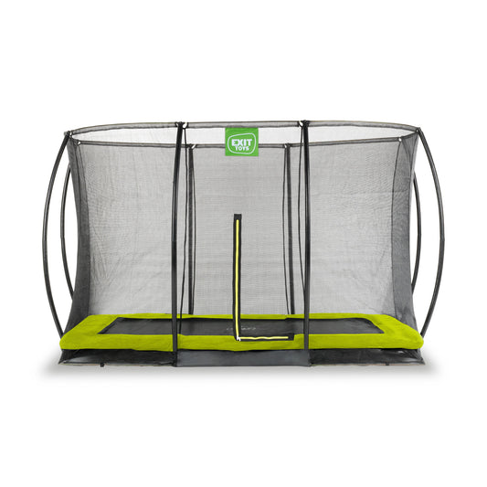 EXIT Silhouette Ground Trampoline with Safety Net - 7x10 Ft (Green)
