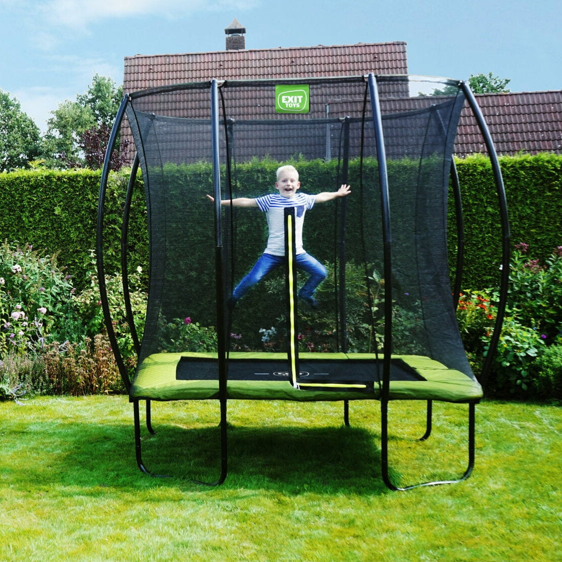 EXIT Silhouette Rectangle Lime Trampoline Outside Action