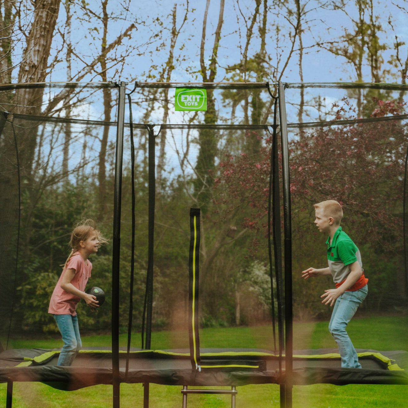 EXIT Silhouette Rectangular Trampoline with Safety Net in the garden 4