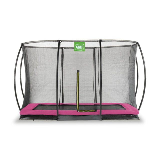 EXIT Silhouette ground trampoline - 7x10ft with safety net (pink)