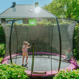 EXIT Silhouette ground trampoline 14ft with safety net - pink