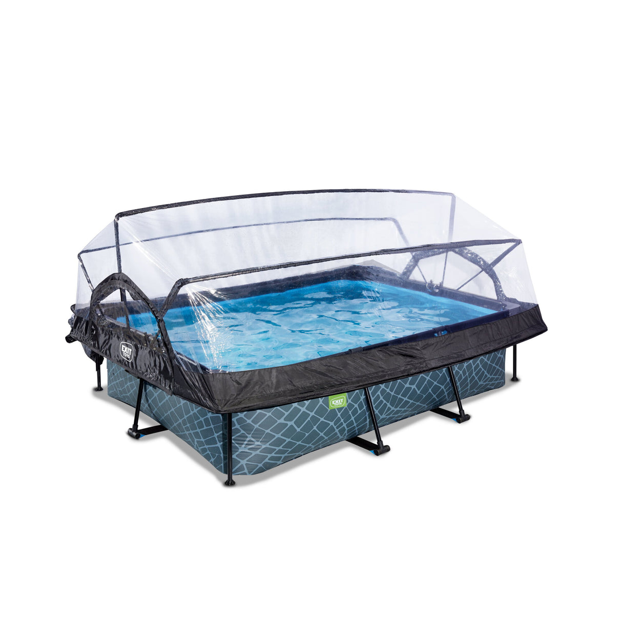 EXIT Stone Grey Frame Pool and Dome -  220 x 150 x 65 cm (Filter Pump)