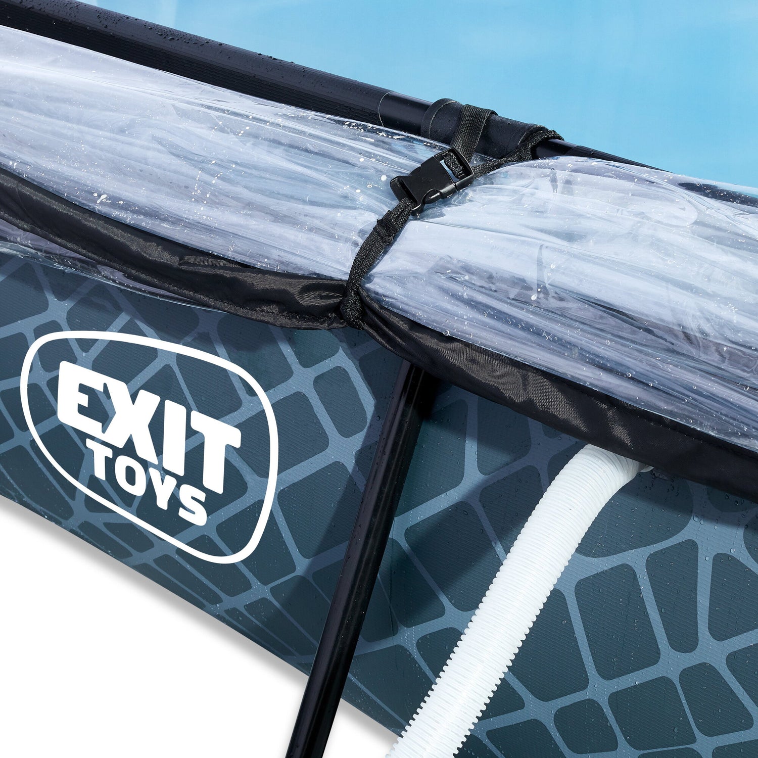 EXIT Stone Grey Frame Pool and Dome -  220 x 150 x 65 cm (Filter Pump)