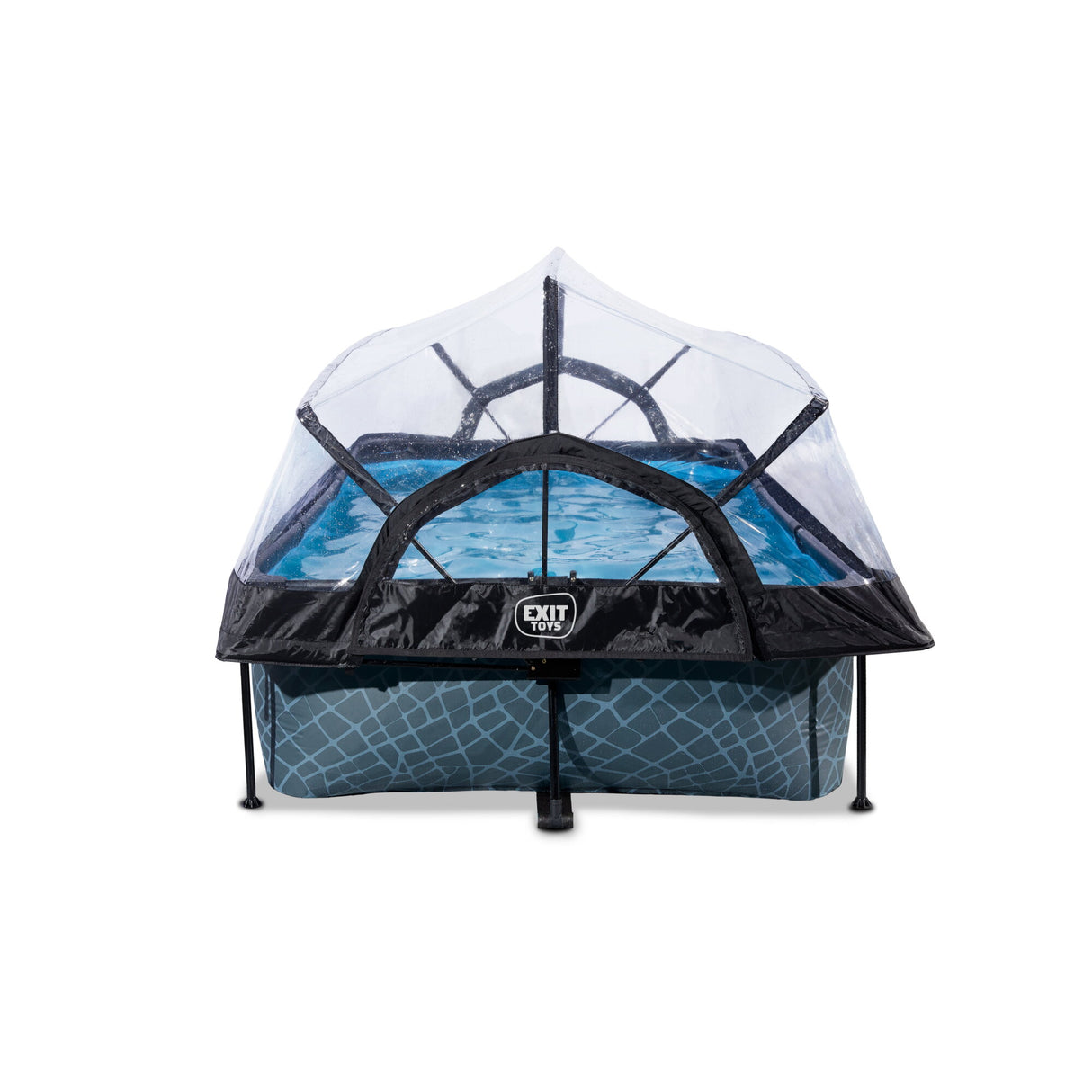 EXIT Stone Pool 220x150x65cm Filter Pump & Dome - Grey
