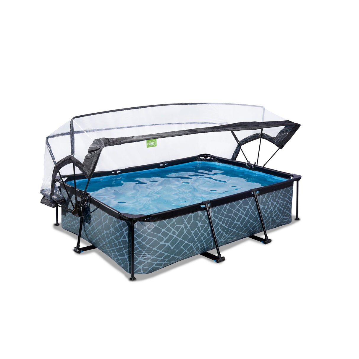 EXIT Stone Pool 220x150x65cm Filter Pump & Dome - Grey