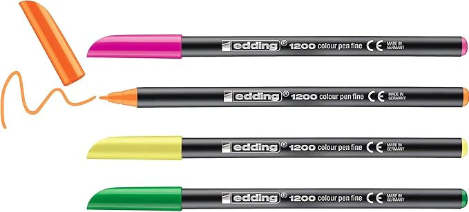 Edding 1200 Neon Colour Pens (Pack of 4)