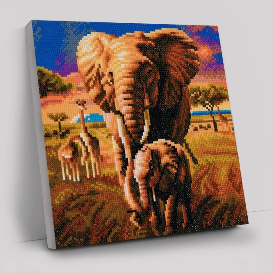 Crystal Art Canvas Kit  30x30cm - Elephant