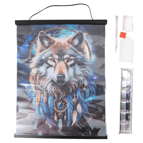 Crystal Art Scroll 40x50cm - Enchanted Wolf