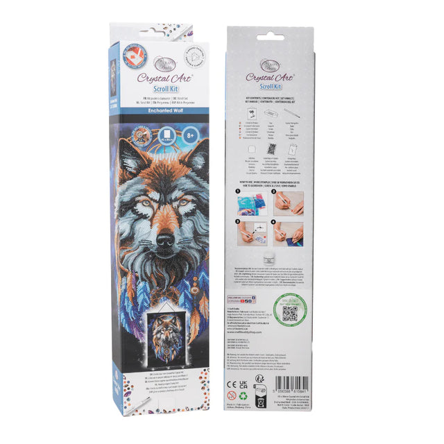 Crystal Art Scroll 40x50cm - Enchanted Wolf