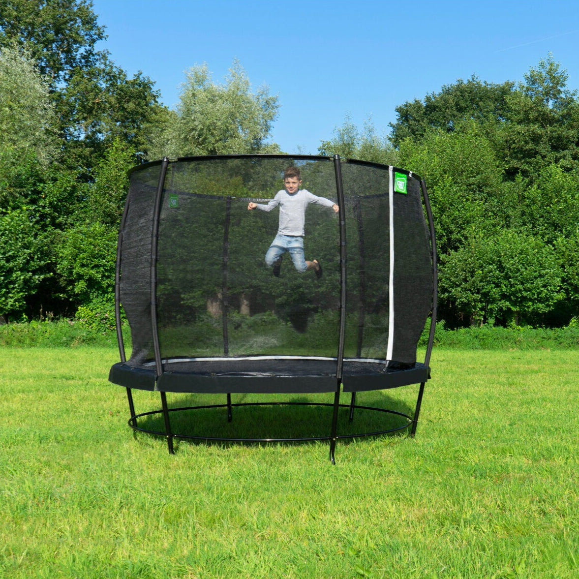 Exit Lotus Classic Round Trampoline with Safety Net in the garden 
