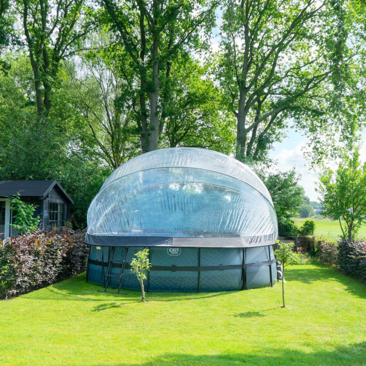 Exit Round Frame Pool with Dome Cover in the Garden