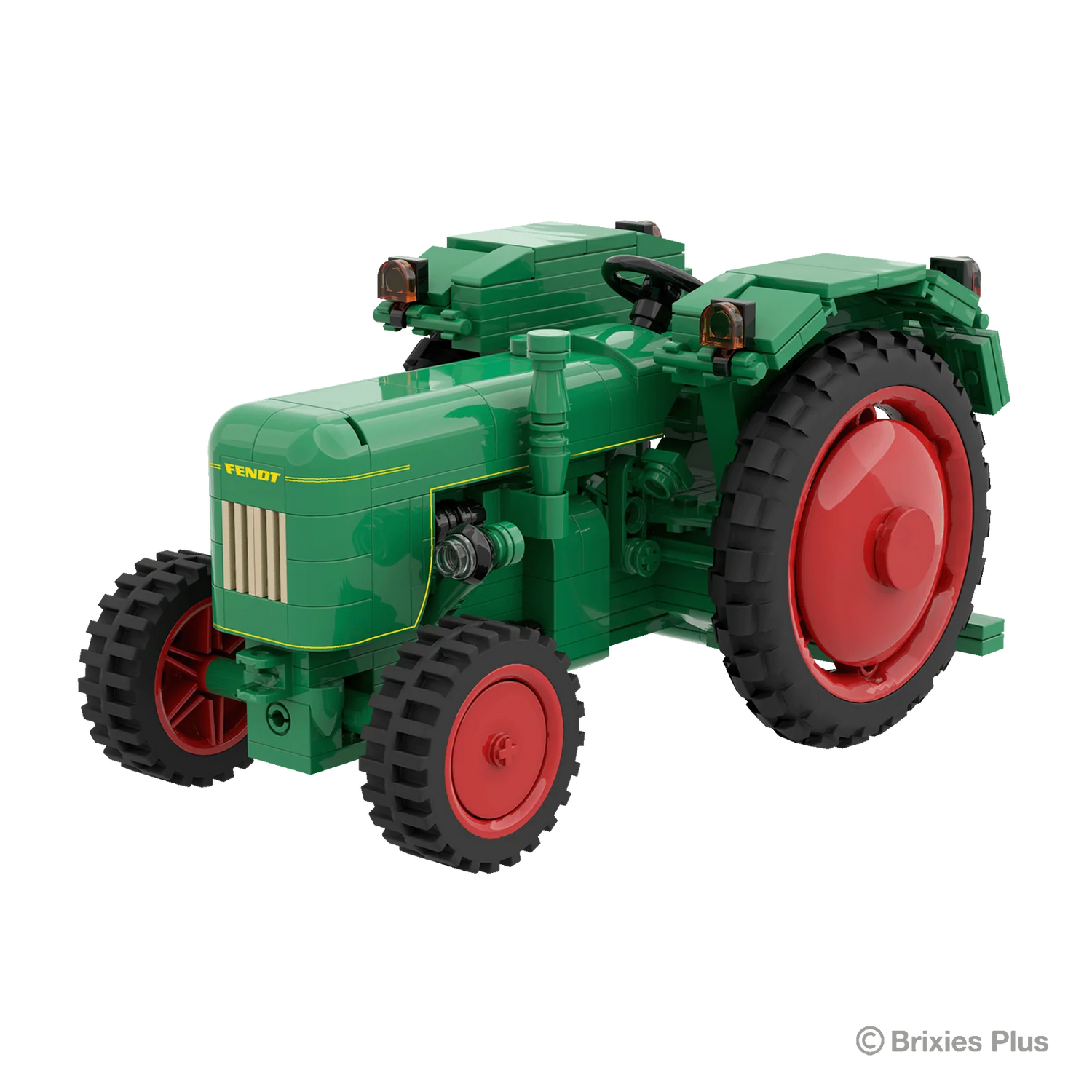 Toy tractor model on a white background