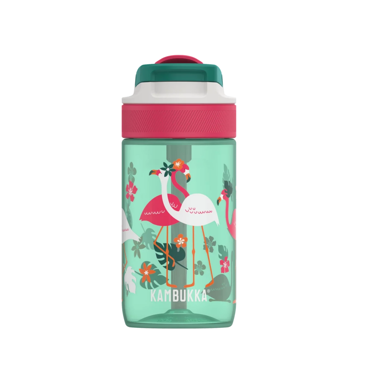 BPA free water bottle with Straw lid-Flamingo