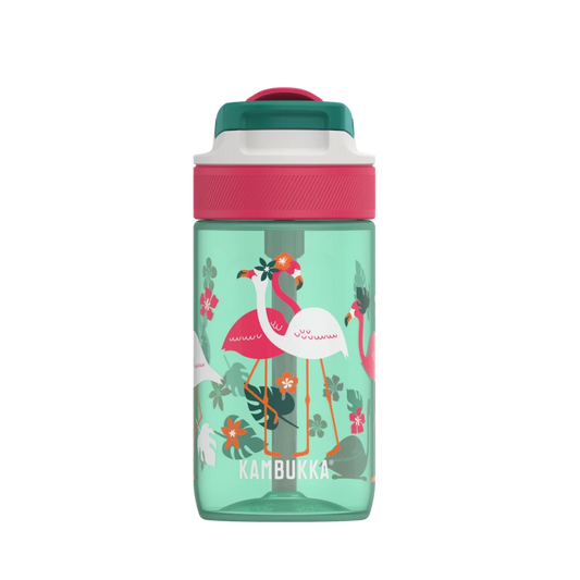 BPA free water bottle with Straw lid-Flamingo