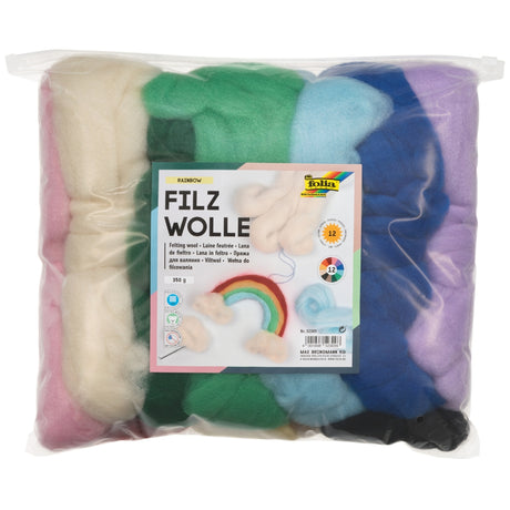 Felting Wool 350g - Rainbow (12 Colours)