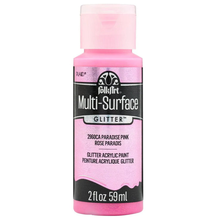 FolkArt Multi-Surface Glitter Acrylic 59ml - Paradise Pink