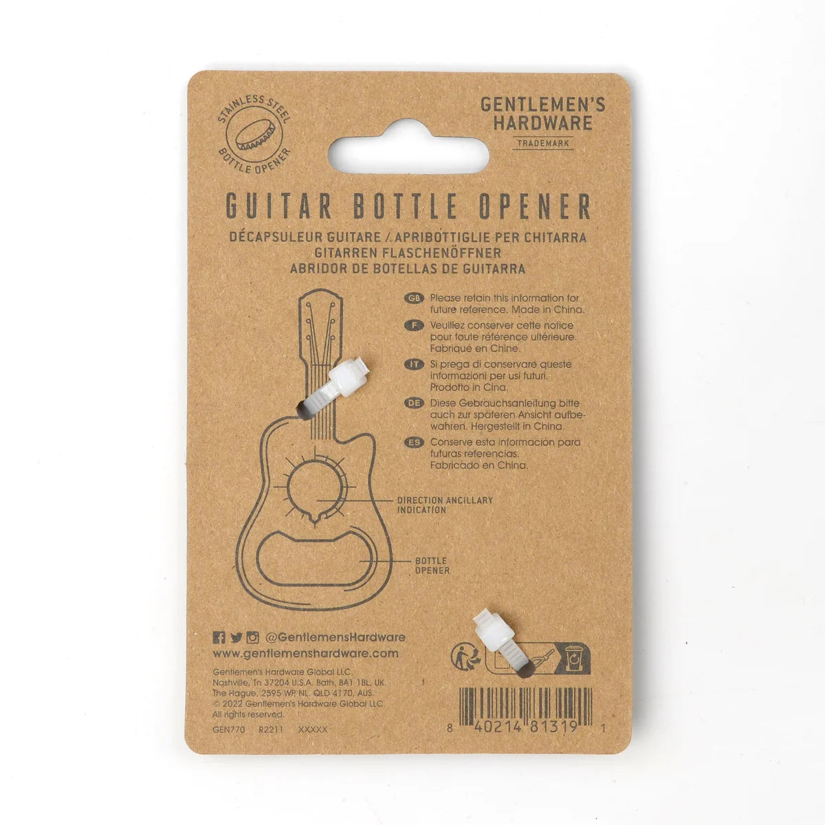 Gentleman's Hardware - Mini Guitar Bottle Opener