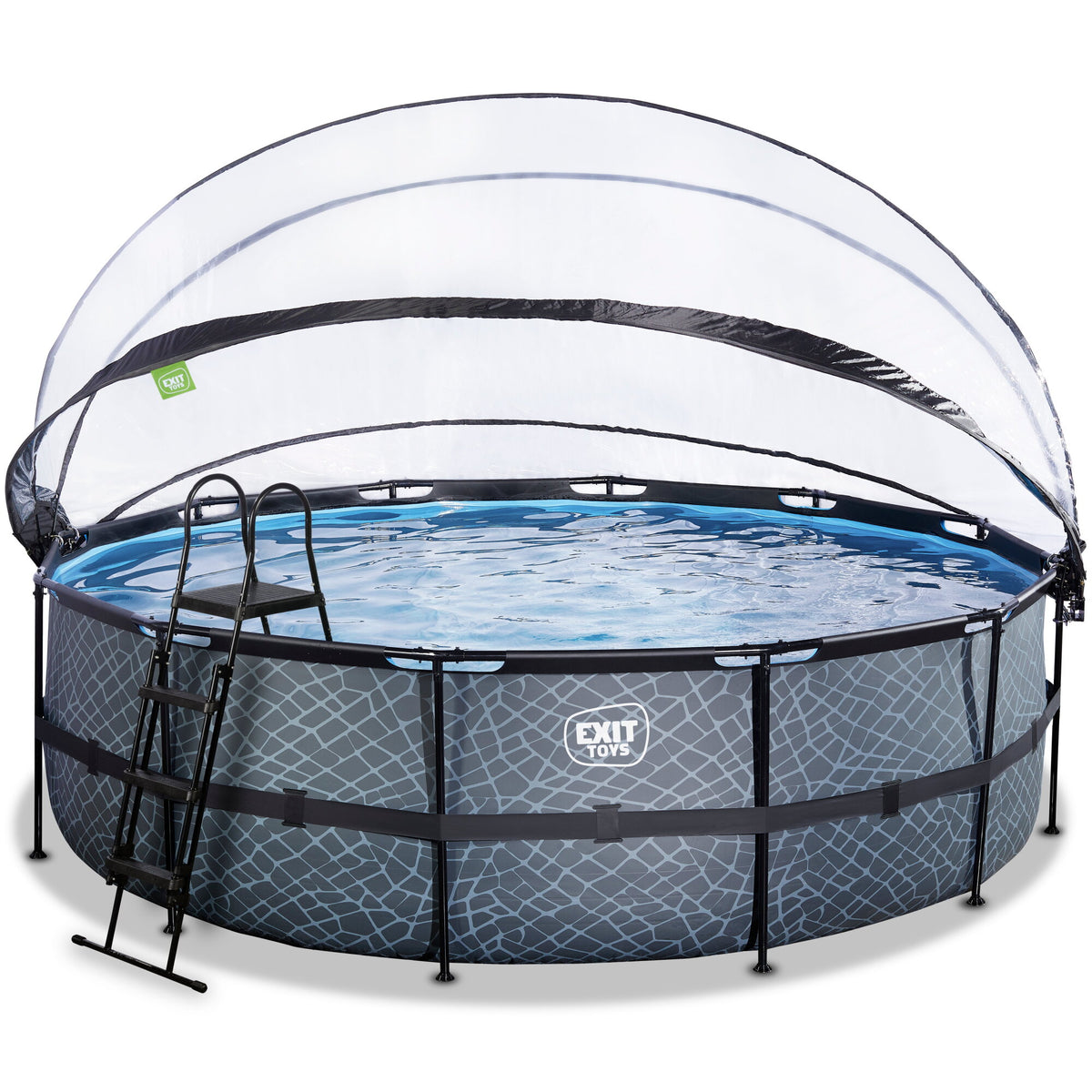 EXIT Stone Round Frame Pool - 488x122cm (Filter & Heat Pump) – Art & Hobby