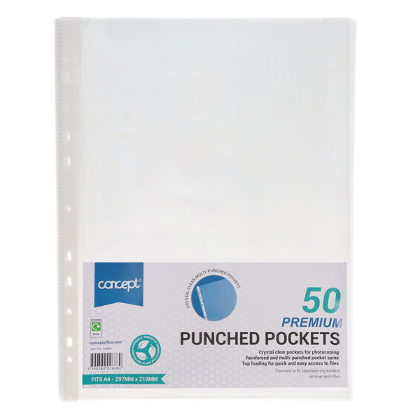 Concept A4 Punched Pockets (50 Pack)