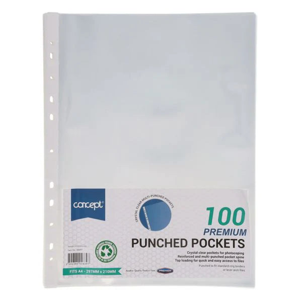 Concept A4 Punched Pockets (Pack of 100)