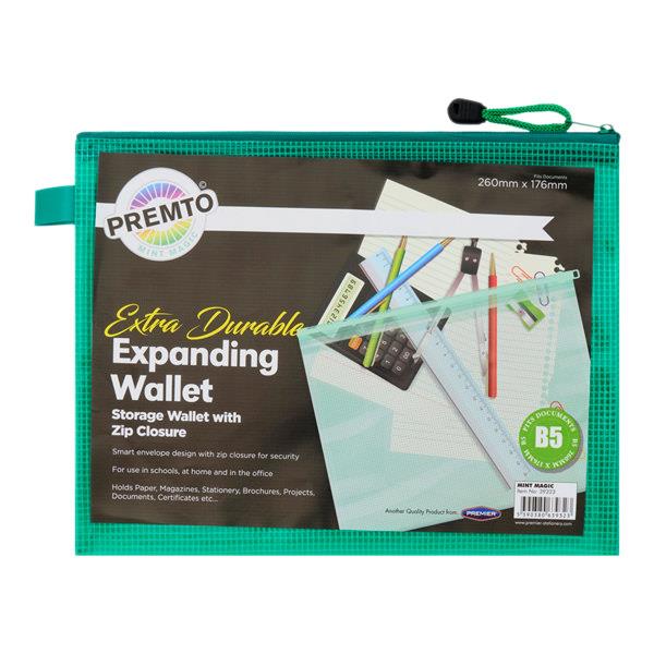 Premto Pastel B5 Extra Durable Expanding Mesh Wallet (Assortment)