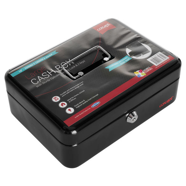Concept 10" Metal Cash Box Black