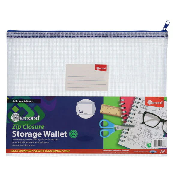 Ormond A4+ Durable Mesh Storange Wallet - Clear