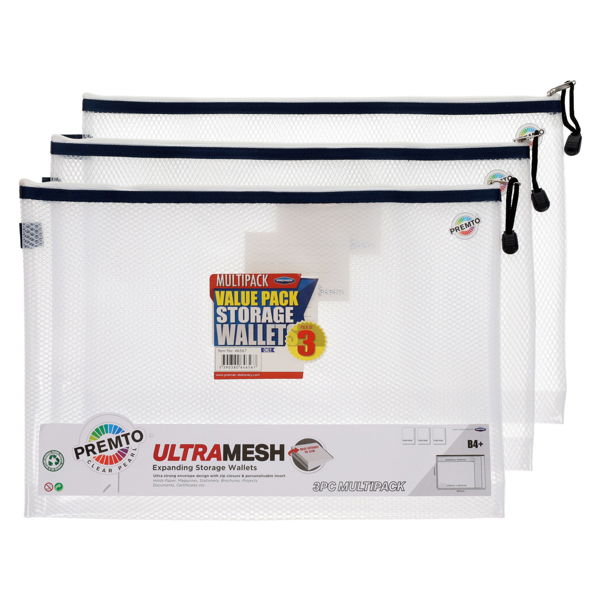 B4+ Ultramesh Expanding Storage Wallet Clear (3 Pack)