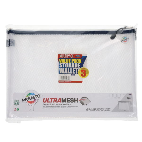 B4+ Ultramesh Expanding Storage Wallet Clear (3 Pack)