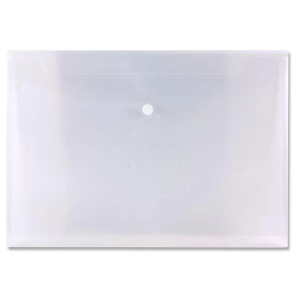 Premier A4 Button Document Wallets - Clear (Pack of 3)