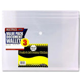 Premier A4 Button Document Wallets - Clear (Pack of 3)