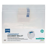 Concept A4 Button Document Wallets - Clear (5 Pack)