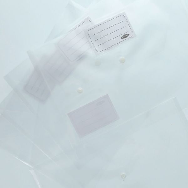 Concept A4 Button Document Wallets - Clear (5 Pack)