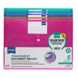 Concept A4 Button Document Wallets - Assorted Colours (5 Pack)
