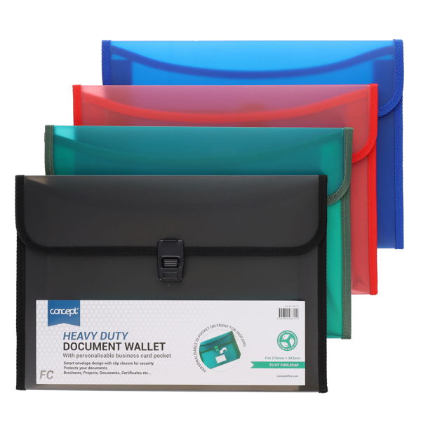 Concept Foolscap Heavy Duty Button Document Wallet (Assortment)