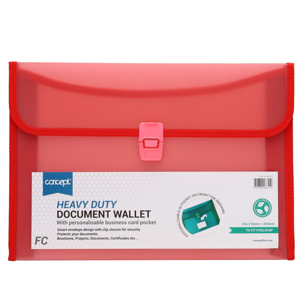 Concept Foolscap Heavy Duty Button Document Wallet (Assortment)