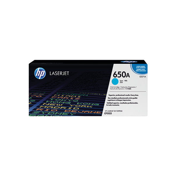 HP 650A Cyan Laserjet Toner Cartridge CE271A