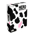 Card game box titled 'Herd Mentality' with black and pink abstract patterns on a white background