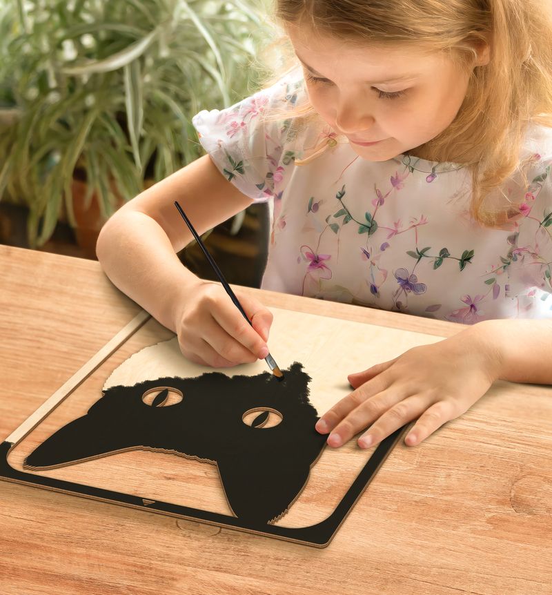 Splat Planet Wood Art Kit - Grey Cat
